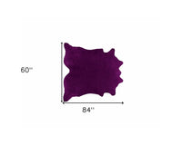 6' X 7' Purple Cowhide Hand Knotted Area Rug — cowhide area rug 9