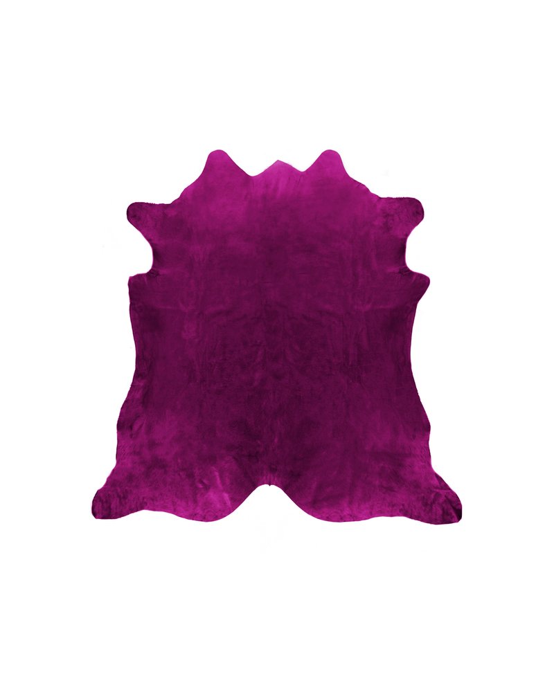 6' X 7' Fuchsia Cowhide Hand Knotted Area Rug