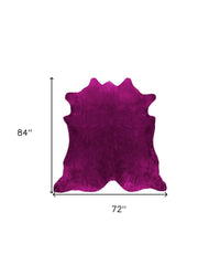 Fuchsia Cowhide Area Rug – Hand Knotted, 6x7 89
