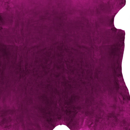6' X 7' Fuchsia Cowhide Hand Knotted Area Rug