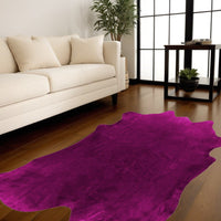 Fuchsia Cowhide Area Rug – Hand Knotted, 6x7 34
