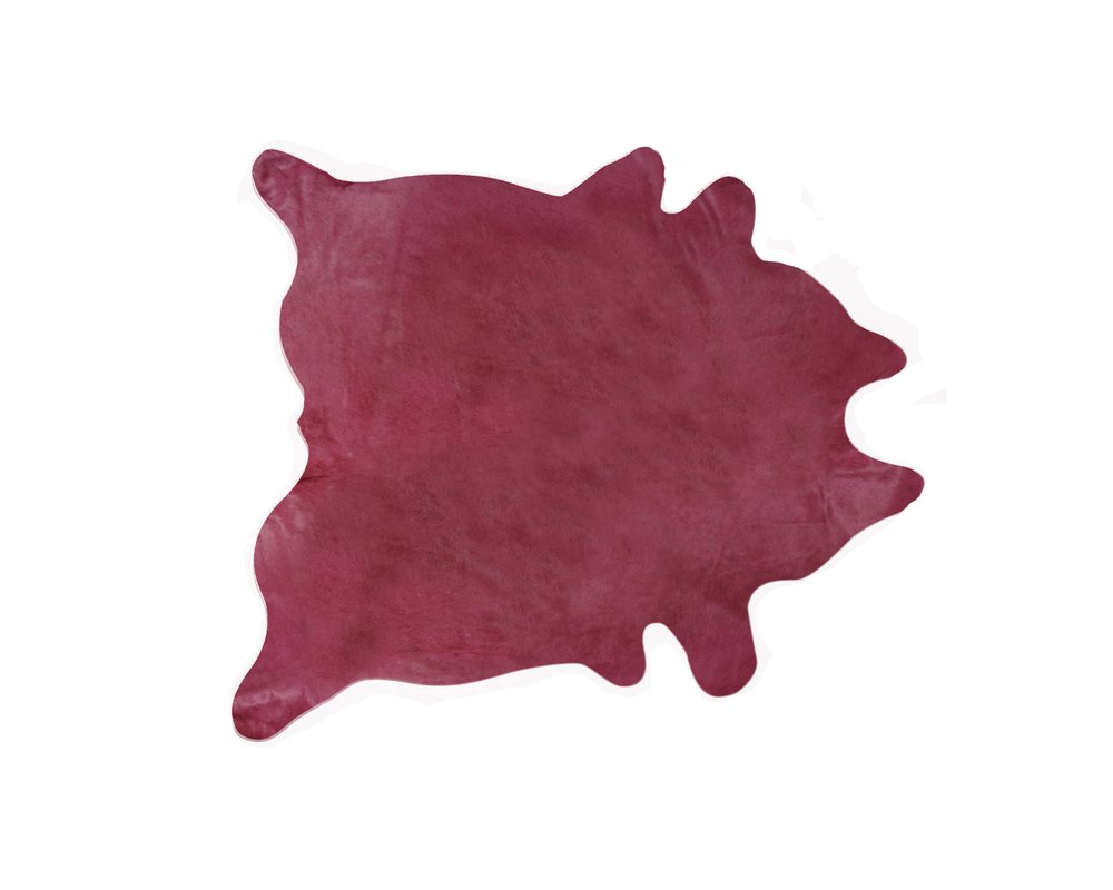 6' X 7' Fuchsia Cowhide Hand Knotted Area Rug