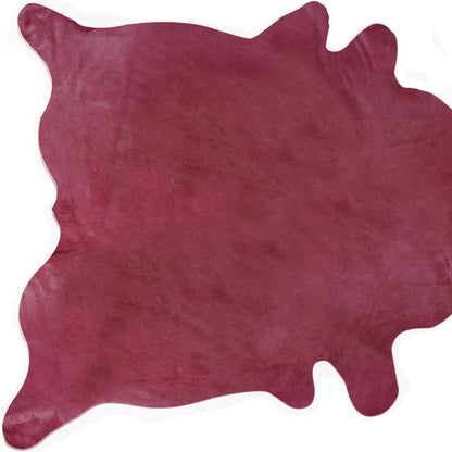 6' X 7' Fuchsia Cowhide Hand Knotted Area Rug