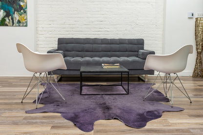 6' X 7' Fuchsia Cowhide Hand Knotted Area Rug