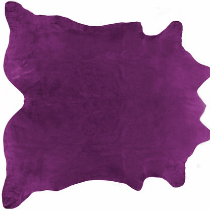 6' X 7' Purple Cowhide Hand Knotted Area Rug