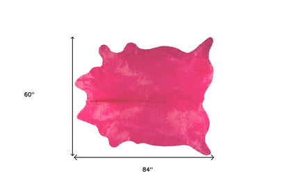 Pink Cowhide Area Rug – Hand Knotted, Stain Resistant