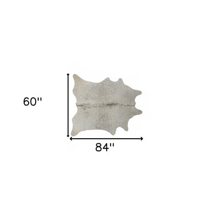 Light Gray Cowhide Hand Knotted Area Rug, 5x7 – Stain Resistant