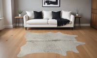 Light Gray Cowhide Hand Knotted Area Rug, 5x7 – Stain Resistant — cowhide area rug 6