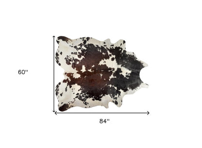 Cowhide Area Rug – Hand Knotted Brown & White