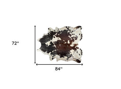 Cowhide Area Rug – Hand Knotted Brown & White