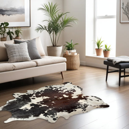 Cowhide Area Rug – Hand Knotted Brown & White