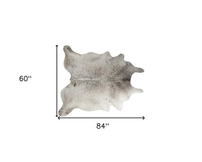 Light Gray Cowhide Hand Knotted Area Rug, 5x7 – Stain Resistant