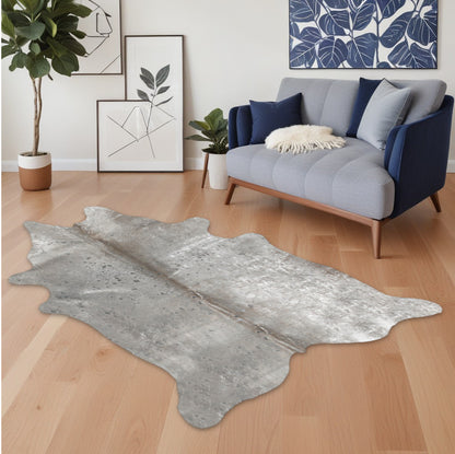 5' X 7' Brown and Silver Cowhide Hand Knotted Area Rug