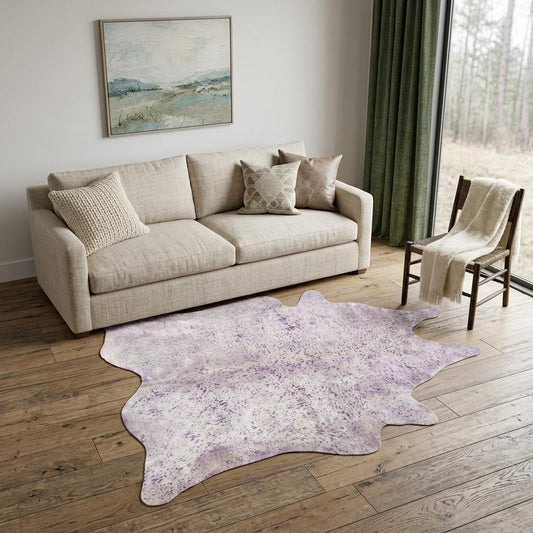 Gray & Pink Cowhide Area Rug – Hand Knotted