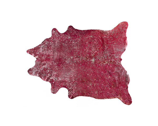 Red & Silver Cowhide Area Rug – Hand Knotted alternate view