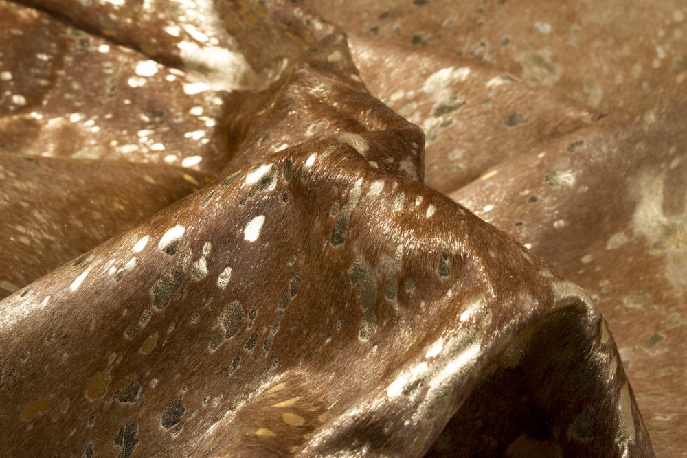 Gold Cowhide Hand Knotted Rug – Stain Resistant Area