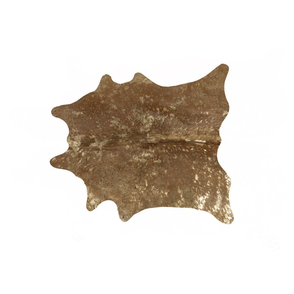 Gold Cowhide Hand Knotted Rug – Stain Resistant Area
