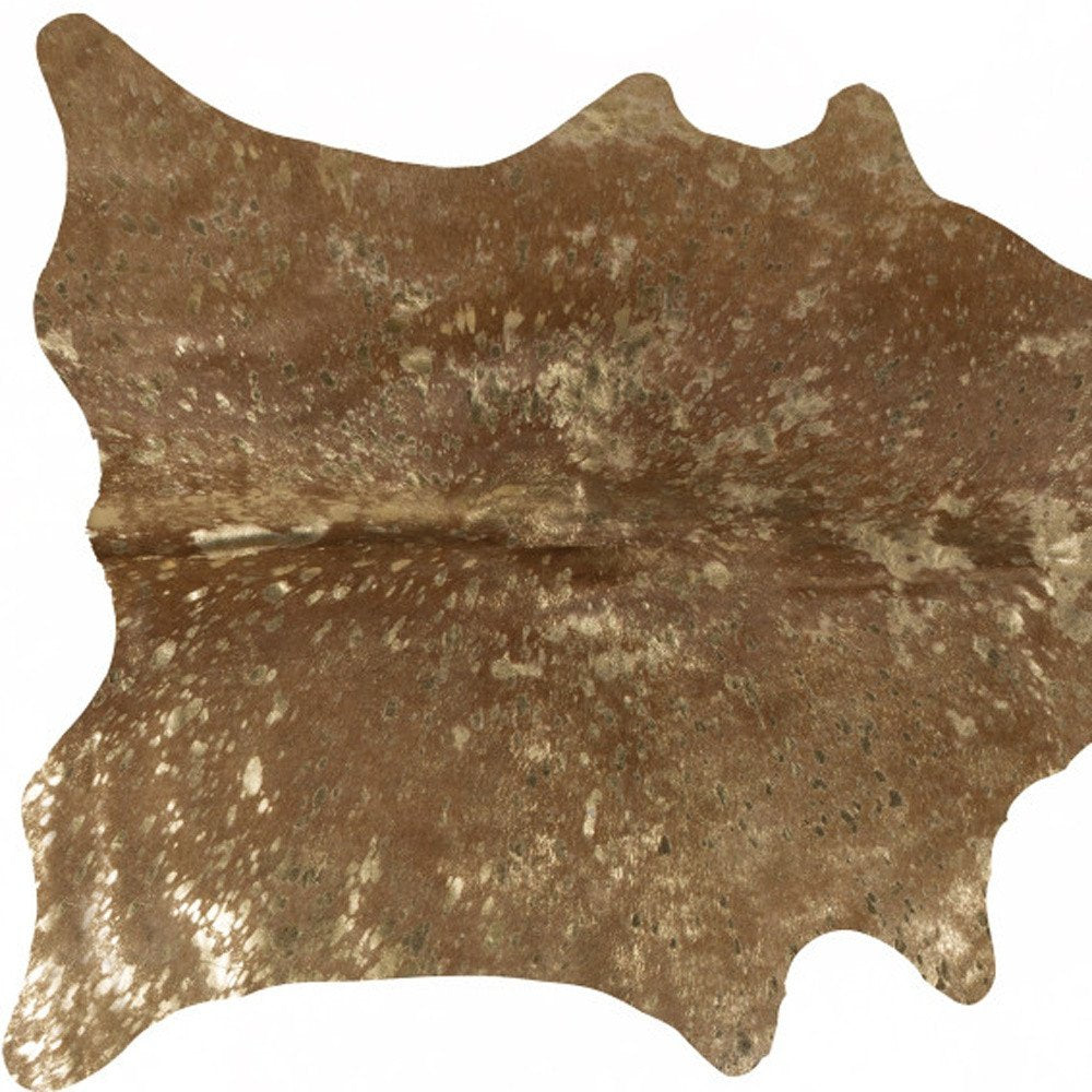 Gold Cowhide Hand Knotted Rug – Stain Resistant Area