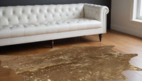 Gold Cowhide Hand Knotted Rug – Stain Resistant Area — cowhide area rug 6