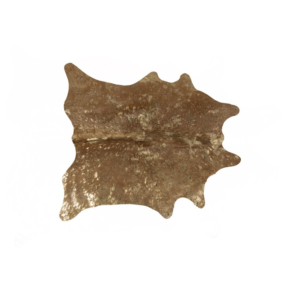 Gold Cowhide Hand Knotted Rug – Stain Resistant Area