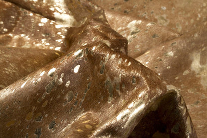 Gold Cowhide Hand Knotted Rug – Stain Resistant Area