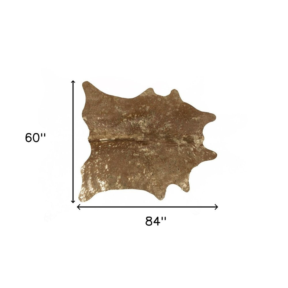 Gold Cowhide Hand Knotted Rug – Stain Resistant Area