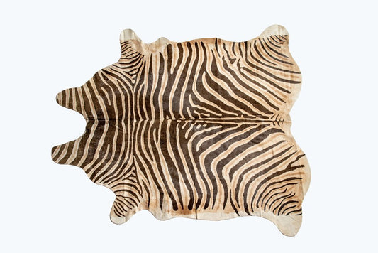 Cowhide Area Rug – Hand Knotted, Stain Resistant, Beige & Brown