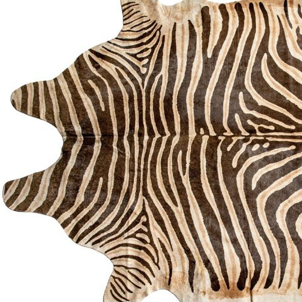 Cowhide Area Rug – Hand Knotted, Stain Resistant, Beige & Brown