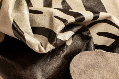 Cowhide Area Rug – Hand Knotted, Stain Resistant, Beige & Brown