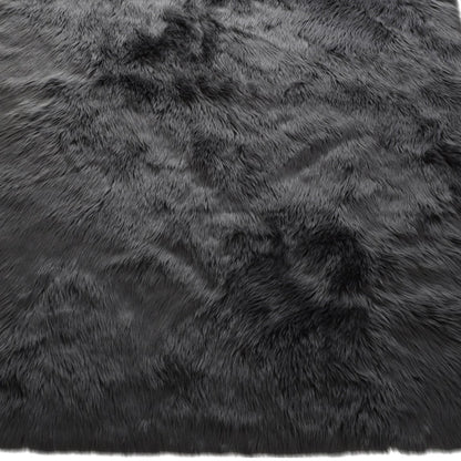 3' X 5' Gray Faux Sheepskin Washable Area Rug