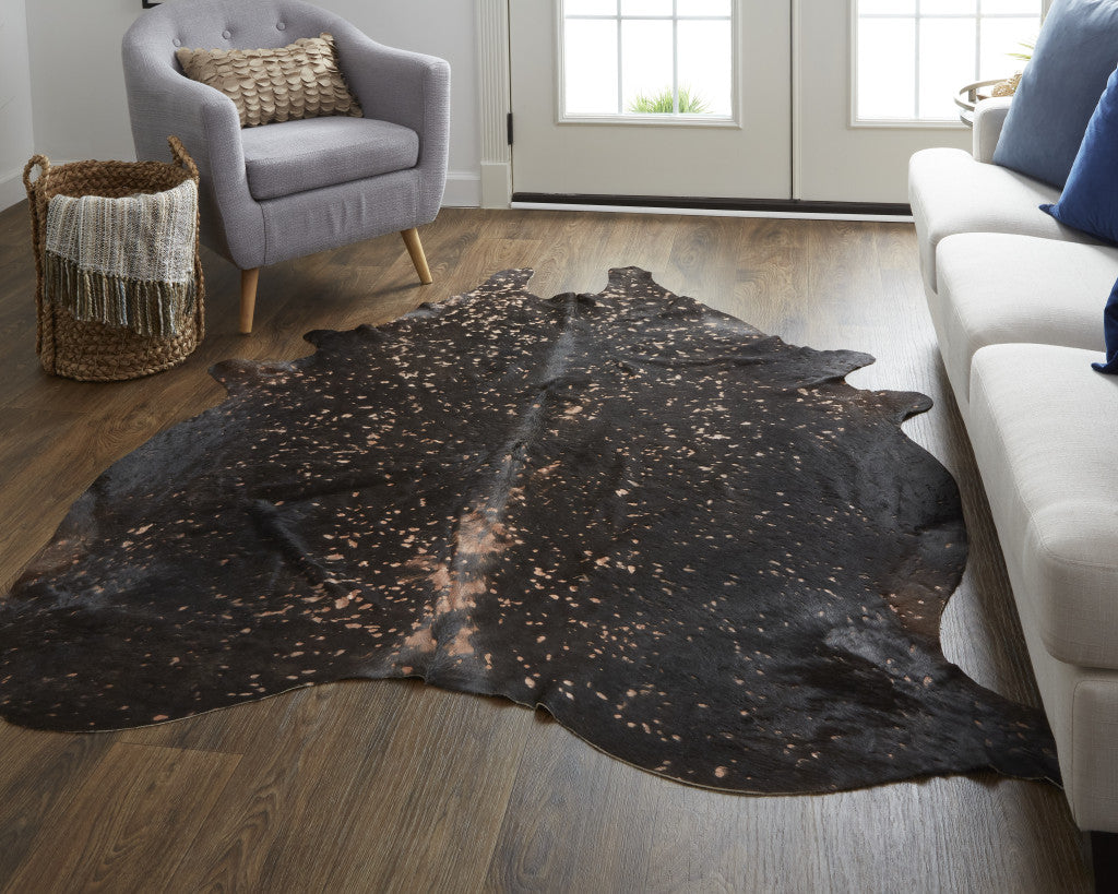 8' X 10' Brown and Tan Cowhide Animal Print Power Loom Area Rug