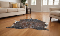 Brown & Silver Cowhide Animal Print Area Rug – Power Loom — cowhide area rug 1