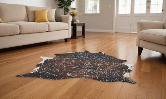 Brown & Silver Cowhide Animal Print Area Rug – Power Loom