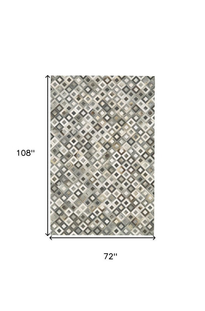 **Faux Cowhide Area Rug – Black Gray White Animal Print**