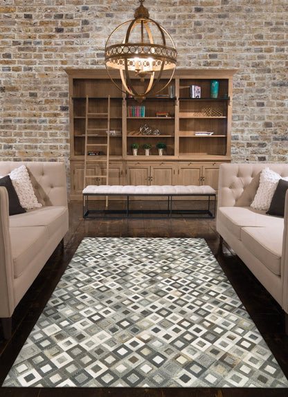 **Faux Cowhide Area Rug – Black Gray White Animal Print**