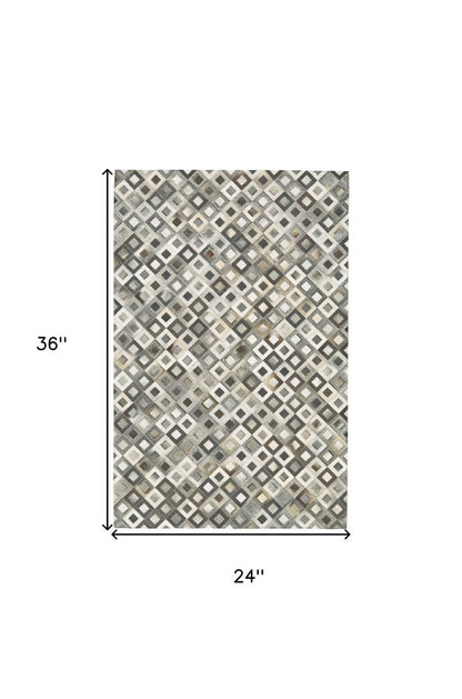 **Faux Cowhide Area Rug – Black Gray White Animal Print**