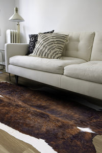 Cowhide Animal Print Rug – Brown & White Accent — cowhide area rug 7