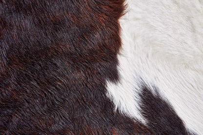 4' X 5' Brown and White Cowhide Animal Print Power Loom Area Rug