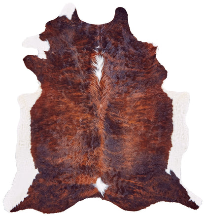 4' X 5' Brown and White Cowhide Animal Print Power Loom Area Rug