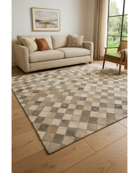 Beige, Gray & Ivory Cowhide Print Area Rug – Washable, UV Protection Low Angle View — cowhide print area rug 8
