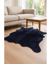 Navy Blue Cowhide Area Rug – Modern, Soft & Stylish in Living Room — cowhide area rug 9