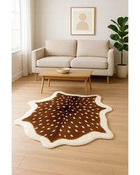 Off White & Brown Faux Cowhide Area Rug – Tufted, Washable in Living Room — cowhide area rug 6