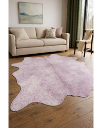 Gray & Pink Cowhide Area Rug – Hand Knotted in Low Angle View — cowhide area rug 8