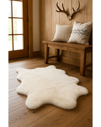Off White Faux Cowhide Rug – Animal Print, Soft Texture in Lodge Entryway — cowhide area rug 9