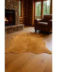 Taupe Cowhide Print Area Rug – Soft, Modern Accent in Cabin Living Room — cowhide area rug 3