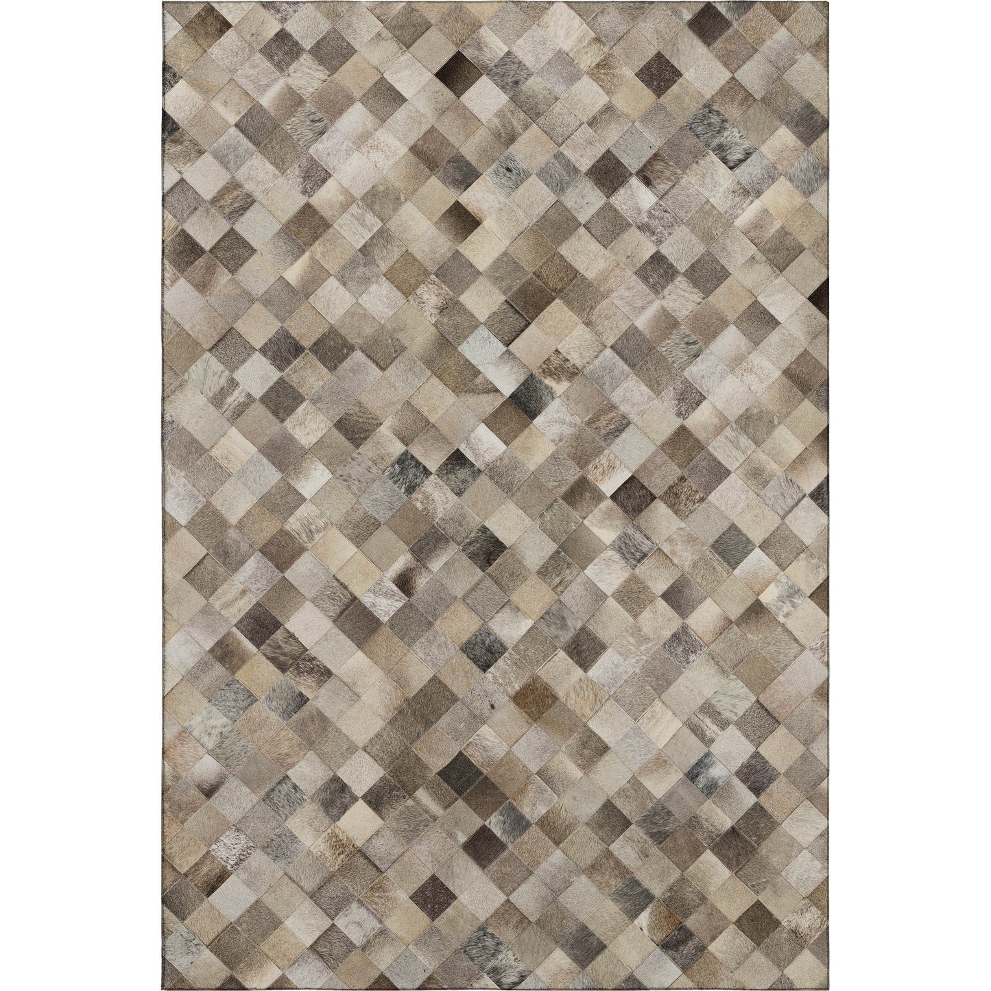Beige, Gray & Ivory Cowhide Print Area Rug – Washable, UV Protection