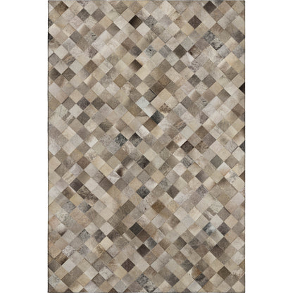 Beige, Gray & Ivory Cowhide Print Area Rug – Washable, UV Protection