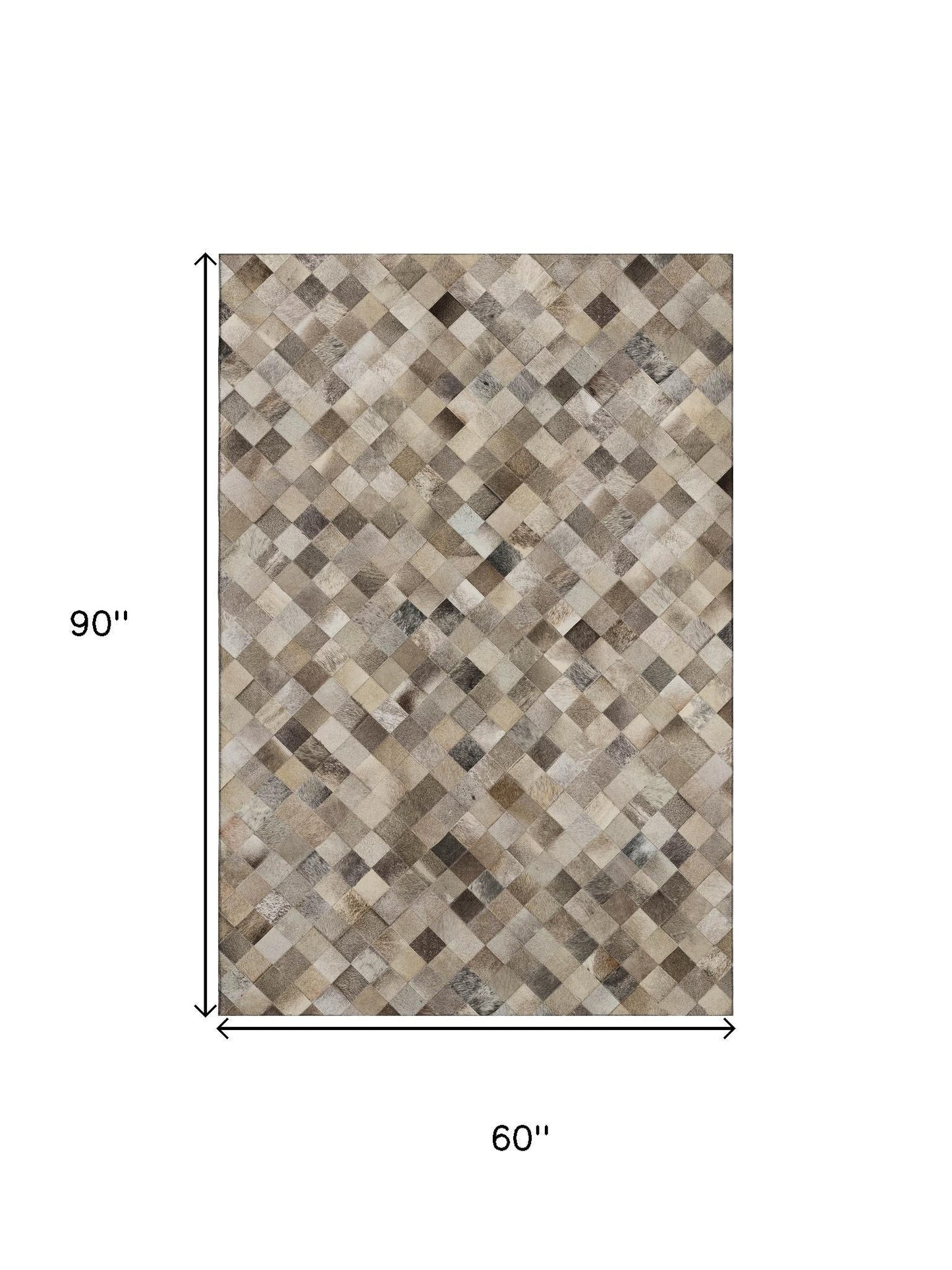 Beige, Gray & Ivory Cowhide Print Area Rug – Washable, UV Protection