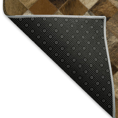 Beige, Brown & Coffee Cowhide Print Area Rug – Washable, UV Protection