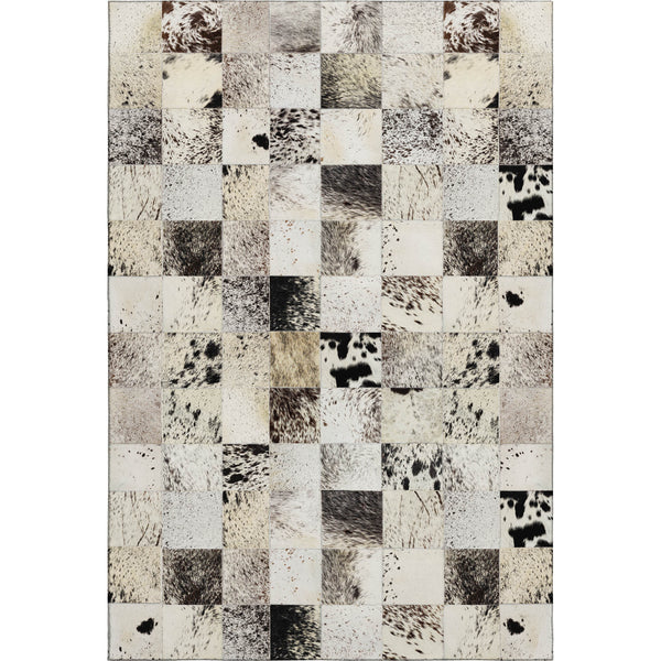 Black, Gray & Ivory Cowhide Print Area Rug – Washable, UV Protection alternate view